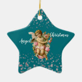 Kind kerstman in Blue Snowflakes Star Keramisch Ornament (Voorkant)