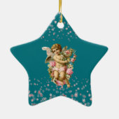 Kind kerstman in Blue Snowflakes Star Keramisch Ornament (Achterkant)