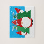 Kind kerstpuzzel met grappige rode gnomen legpuzzel (Verticaal)