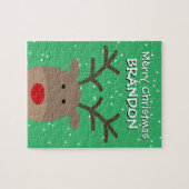 Kind kerstpuzzel met schattige Rudolf rendiersoort Legpuzzel (Horizontaal)