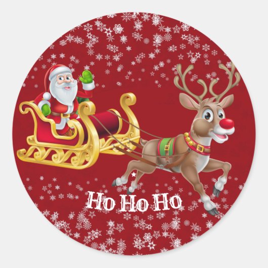 Kind kerstrenrendierenkortingen ronde sticker (Voorkant)