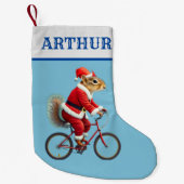 Kind Kerstsok Eekhoorn op een Fiets Kleine Kerstsok (Voorkant)