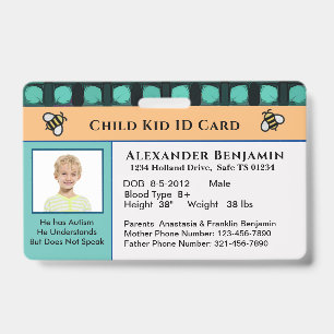 Kind Kid ID Identificatie Personaliseer Kaart  Badge