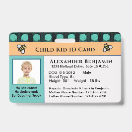 Kind Kid ID Identificatie Personaliseer Kaart Badge