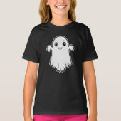 Kind Kijkend Ghost Spirit Cartoon Ontwerp Hallowee T-shirt (Voorkant)