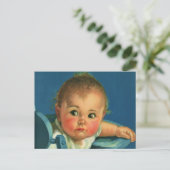  kind, kind, kind of meisje in hoge kinderstoel briefkaart (Staand voorkant)