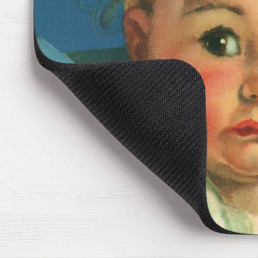  kind, kind, kind of meisje in hoge kinderstoel muismat (Hoek)