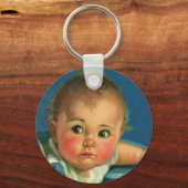  kind, kind, kind of meisje in hoge kinderstoel sleutelhanger (Voorkant)