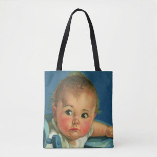  kind, kind, kind of meisje in hoge kinderstoel tote bag