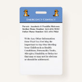 Kind Kinder foto-ID ID Identificatieformulier aang Badge (Achterkant)