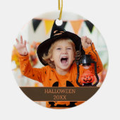 Kind Kleinkind Halloween Fotonaam Datum Keramisch Ornament (Voorkant)