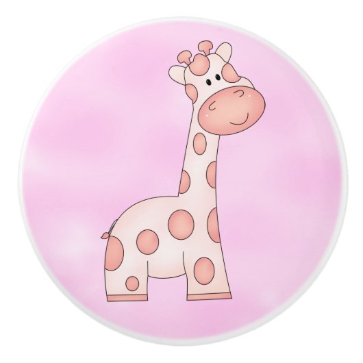 Kind Knobs en pulls Cute Pink Giraffe Keramische Knop (Voorkant)