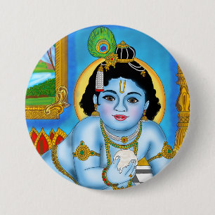 Kind Krishna Knop Ronde Button 7,6 Cm