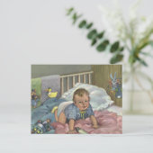 Kind, Kute Baby die in Wieg speelt, Nap Tijd Briefkaart (Staand voorkant)