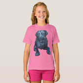 Kind Labrador Shirten Girls Blue Dog Art T-shirts (Voorkant volledig)