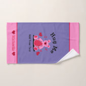 Kind Leuke Paarse & Roze Teddybeer, Harten Custom Bad Handdoek (Handdoek)