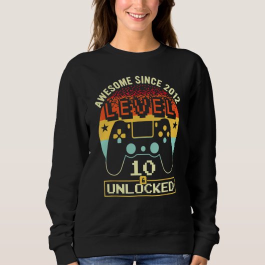 Kind Level 10 Unlocked Geweldige sinds 2012 10e ge Trui (Voorkant)