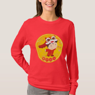 Kind Lion Dance New Year Happiness Women's Red SW T-shirt