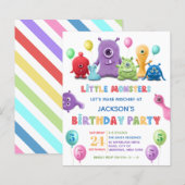 Kind Little Monster Birthday Party Invitation (Voorkant / Achterkant)