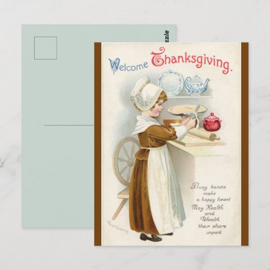  kind maakt appeltaart voor Thanksgiving Briefkaart (Voorkant / Achterkant)
