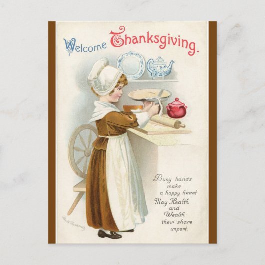  kind maakt appeltaart voor Thanksgiving Briefkaart (Voorkant)