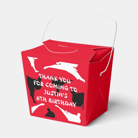 Kind martial arts karate Verjaardagsfeestgunst box Bedankdoosjes (Voorkant Zijde)