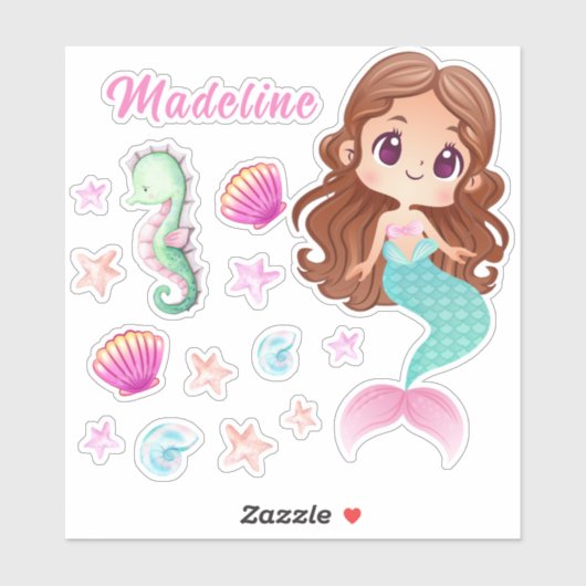 Kind Mermaid Personalized set Sticker (Vel)