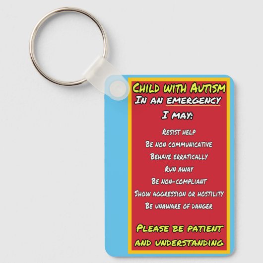 Kind met Autisme Emergency Sleutelhanger (Voorkant)