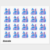 Kind met blauw en roze kerst Vierkante Sticker (Vel)