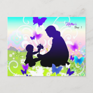 Kind met bloemen en moeder briefkaart