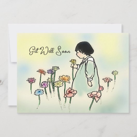  Kind met Bloemen krijgen een goede Kaart (Voorkant)