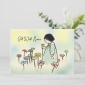  Kind met Bloemen krijgen een goede Kaart (Staand voorkant)