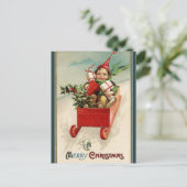 kind met cadeaus in smerig kerst briefkaart (Staand voorkant)