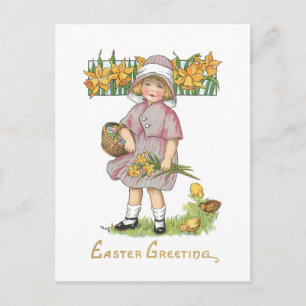  Kind met Daffodils en paasbegroeting Briefkaart