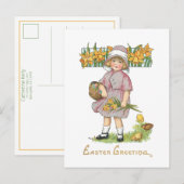 Kind met Daffodils en paasbegroeting Briefkaart (Voorkant / Achterkant)