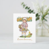 Kind met Daffodils en paasbegroeting Briefkaart (Staand voorkant)