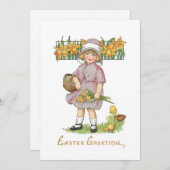  Kind met Daffodils en paasbegroeting Feestdagenkaart (Voorkant / Achterkant)