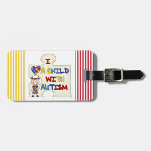 Kind met Donkerbruin Meisje 2 van het Autisme Bagagelabel
