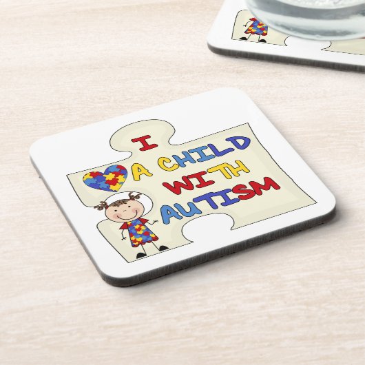 Kind met Donkerbruin Meisje 2 van het Autisme Drankjes Onderzetter (Linkerzijde)