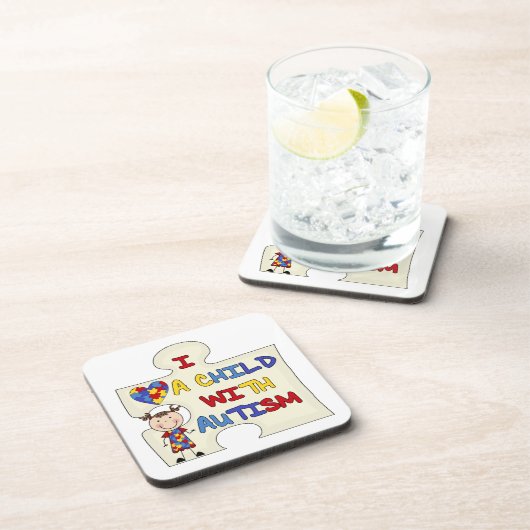 Kind met Donkerbruin Meisje 2 van het Autisme Drankjes Onderzetter (Rechterzijde)