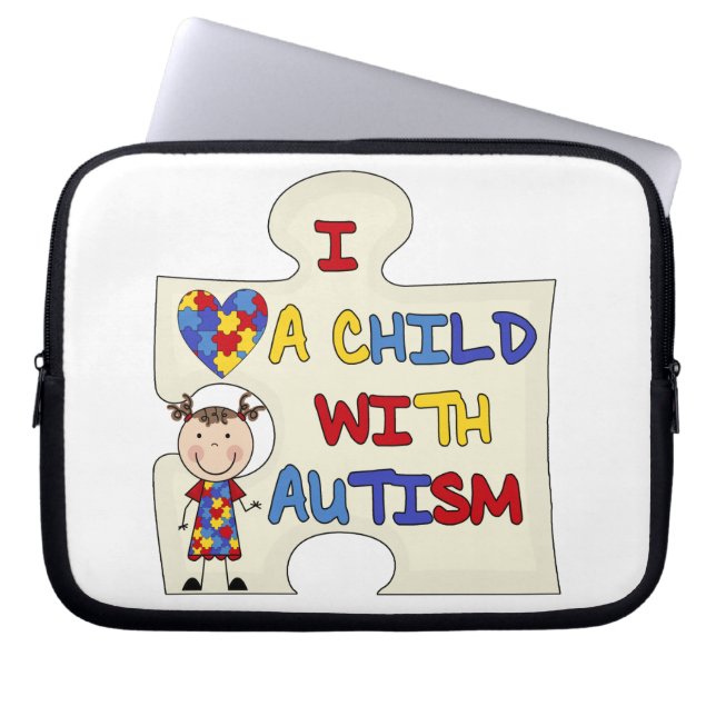 Kind met Donkerbruin Meisje 2 van het Autisme Laptop Sleeve (Voorkant)