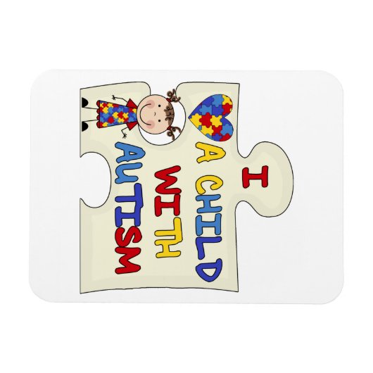 Kind met Donkerbruin Meisje 2 van het Autisme Magneet (Horizontaal)