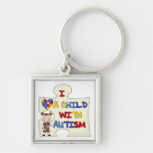 Kind met Donkerbruin Meisje 2 van het Autisme Sleutelhanger (Voorkant)
