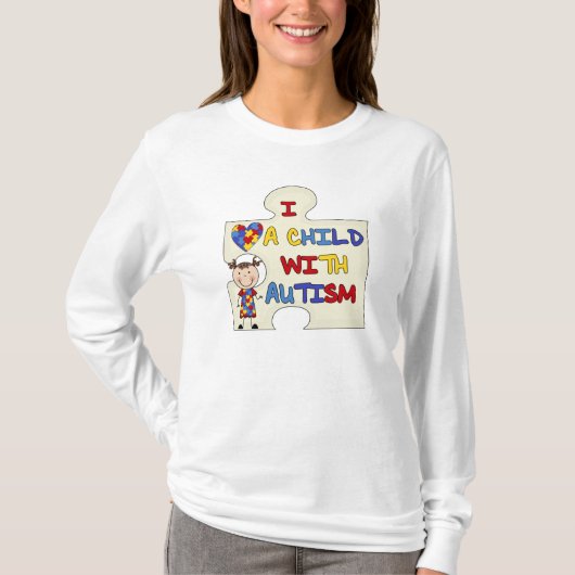 Kind met Donkerbruin Meisje 2 van het Autisme T-shirt (Voorkant)