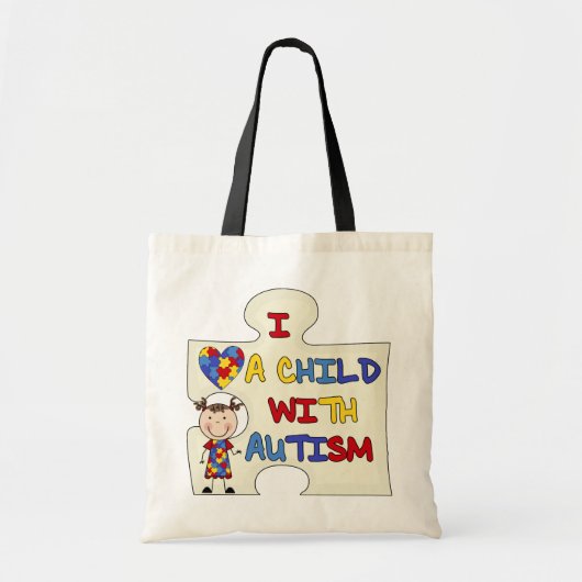 Kind met Donkerbruin Meisje 2 van het Autisme Tote Bag (Voorkant)