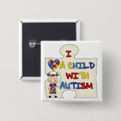 Kind met Donkerbruin Meisje 2 van het Autisme Vierkante Button 5,1 Cm (Voorkant /achterkant)