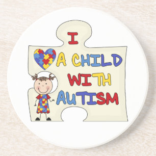 Kind met Donkerbruin Meisje 2 van het Autisme Zandsteen Onderzetter