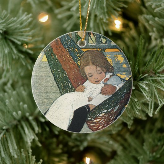  kind met een dollar van Jessie Willcox Smith Keramisch Ornament (Boom)