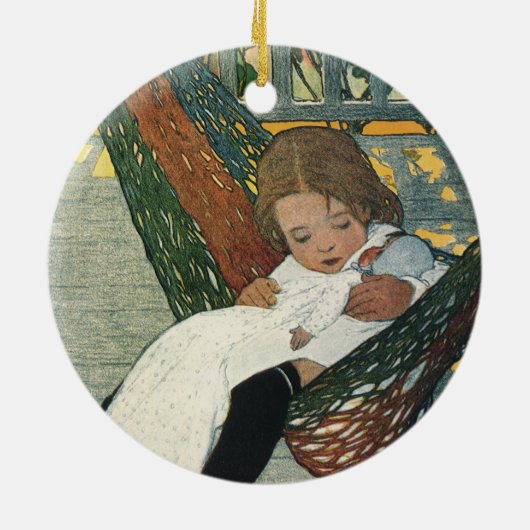  kind met een dollar van Jessie Willcox Smith Keramisch Ornament (Achterkant)