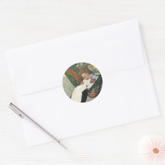  kind met een dollar van Jessie Willcox Smith Ronde Sticker (Envelop)